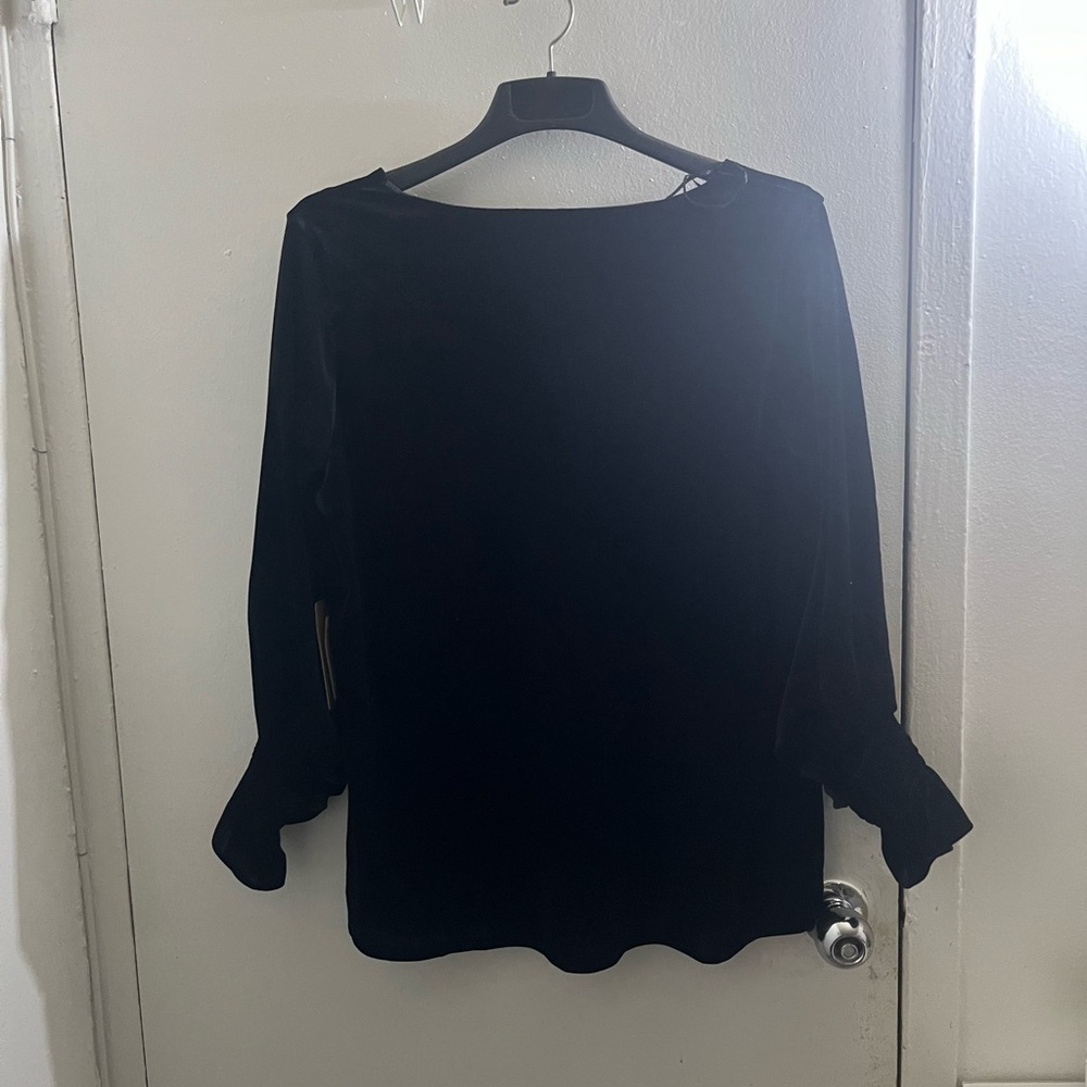 Halogen Black Ruffle Sleeve Blouse - Picture 2 of 7
